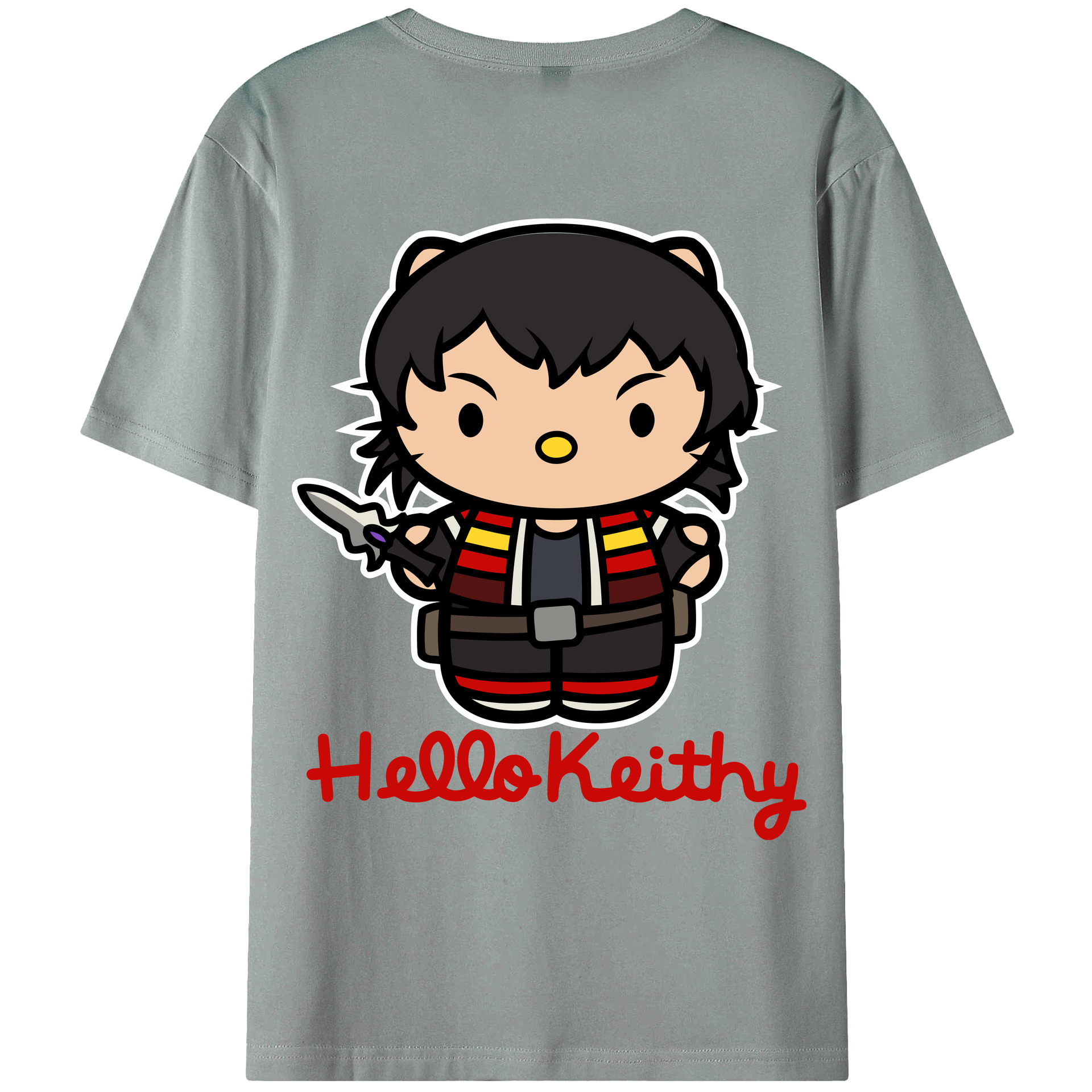 （画像用） Hello Kitty ハローキティ 綿100％ メンズ半袖Tシャツ（バックプリント） 通気性